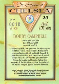 1998 Futera Platinum The Captains of Chelsea #20 Bobby Campbell Back