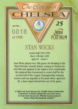 1998 Futera Platinum The Captains of Chelsea #25 Stan Wicks Back