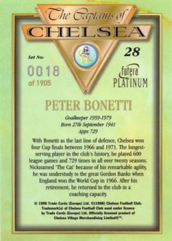 1998 Futera Platinum The Captains of Chelsea #28 Peter Bonetti Back