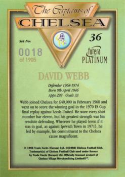 1998 Futera Platinum The Captains of Chelsea #36 David Webb Back