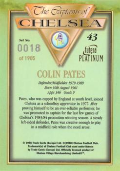1998 Futera Platinum The Captains of Chelsea #43 Colin Pates Back