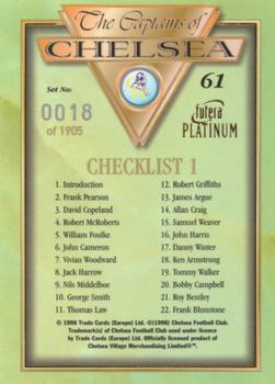1998 Futera Platinum The Captains of Chelsea #61 Checklist 1 Back