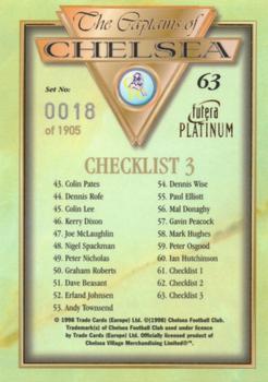 1998 Futera Platinum The Captains of Chelsea #63 Checklist 3 Back