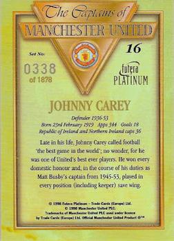 1998 Futera Platinum The Captains of Manchester United #16 Johnny Carey Back