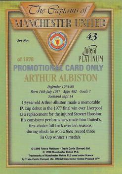 1998 Futera Platinum The Captains of Manchester United #43 Arthur Albiston Back