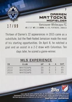2016 Topps MLS - Blue #7 Darren Mattocks Back