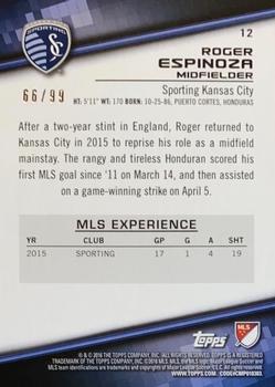 2016 Topps MLS - Blue #12 Roger Espinoza Back