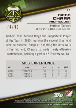 2016 Topps MLS - Blue #14 Diego Chara Back