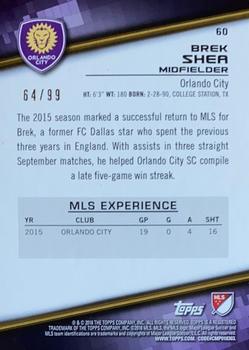 2016 Topps MLS - Blue #60 Brek Shea Back
