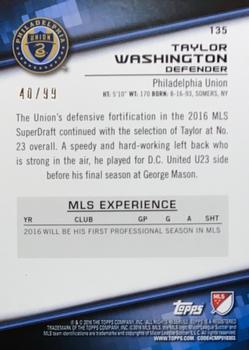 2016 Topps MLS - Blue #135 Taylor Washington Back