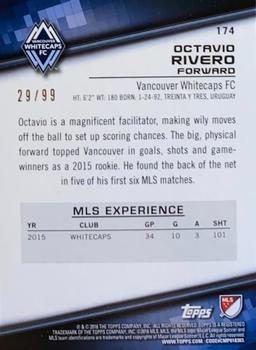 2016 Topps MLS - Blue #174 Octavio Rivero Back