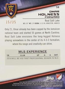 2016 Topps MLS - Orange #58 Omar Holness Back