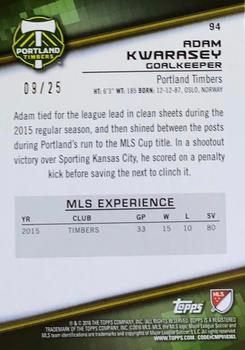 2016 Topps MLS - Orange #94 Adam Kwarasey Back