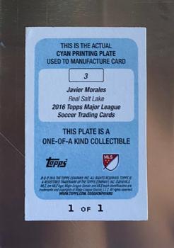 2016 Topps MLS - Printing Plates Cyan #3 Javier Morales Back