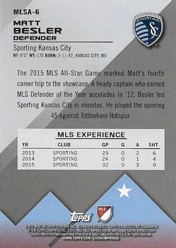 2016 Topps MLS - 2015 All-Stars #MLSA-6 Matt Besler Back
