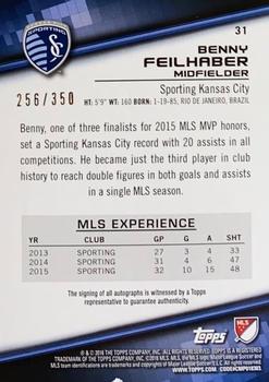 2016 Topps MLS - Base Autographs #31 Benny Feilhaber Back