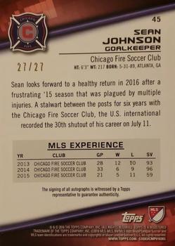 2016 Topps MLS - Base Autographs #45 Sean Johnson Back