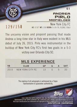 2016 Topps MLS - Base Autographs #61 Andrea Pirlo Back