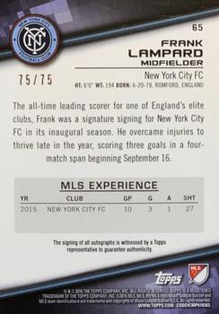 2016 Topps MLS - Base Autographs #65 Frank Lampard Back