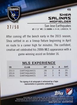 2016 Topps MLS - Base Autographs Green #46 Shea Salinas Back