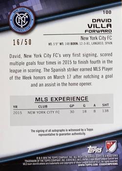 2016 Topps MLS - Base Autographs Green #100 David Villa Back