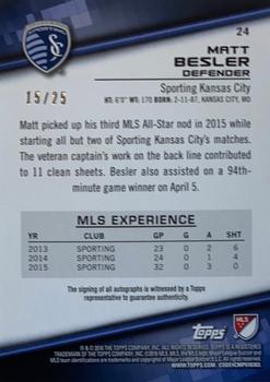 2016 Topps MLS - Base Autographs Orange #24 Matt Besler Back
