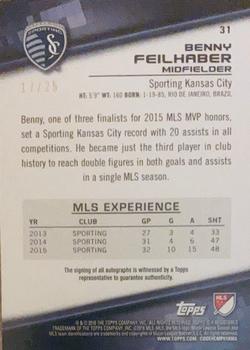 2016 Topps MLS - Base Autographs Orange #31 Benny Feilhaber Back