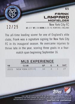 2016 Topps MLS - Base Autographs Orange #65 Frank Lampard Back