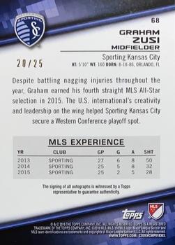 2016 Topps MLS - Base Autographs Orange #68 Graham Zusi Back