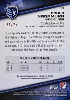 2016 Topps MLS - Base Autographs Orange #88 Paulo Nagamura Back