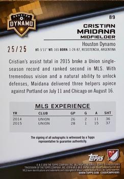 2016 Topps MLS - Base Autographs Orange #89 Cristian Maidana Back