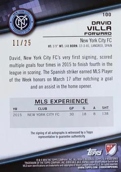 2016 Topps MLS - Base Autographs Orange #100 David Villa Back