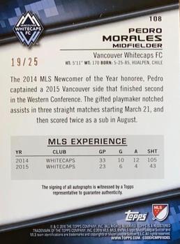 2016 Topps MLS - Base Autographs Orange #108 Pedro Morales Back