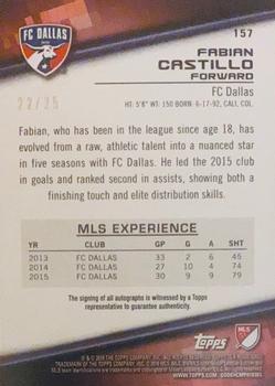 2016 Topps MLS - Base Autographs Orange #157 Fabian Castillo Back