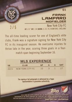 2016 Topps MLS - Base Autographs Red #65 Frank Lampard Back