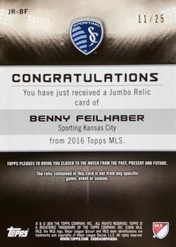 2016 Topps MLS - Jumbo Relics Orange #JR-BF Benny Feilhaber Back