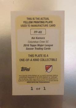 2016 Topps MLS - Presence of the Pitch Printing Plates Yellow #PP-KK Kei Kamara Back