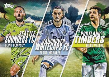 2016 Topps MLS - Rooted Rivalries #RR-SVP Clint Dempsey / Pedro Morales / Diego Valeri Front