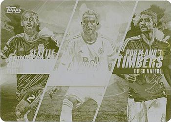 2016 Topps MLS - Rooted Rivalries Printing Plates Yellow #RR-SVP Clint Dempsey / Pedro Morales / Diego Valeri Front