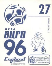 1996 Merlin's Euro 96 Stickers #27 Teddy Sheringham Back