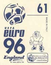 1996 Merlin's Euro 96 Stickers #61 Wim Jonk Back
