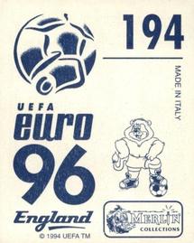 1996 Merlin's Euro 96 Stickers #194 Jan Suchoparek Back