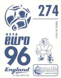 1996 Merlin's Euro 96 Stickers #274 Brian Steen Nielsen Back