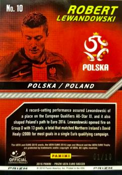 2016 Panini Prizm UEFA Euro - All-Qualifying Team Gold Prizms #10 Robert Lewandowski Back