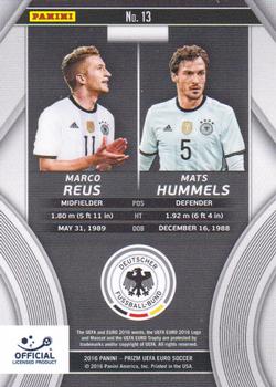 2016 Panini Prizm UEFA Euro - Country Combinations Duals #13 Marco Reus / Mats Hummels Back