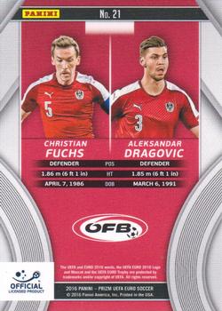 2016 Panini Prizm UEFA Euro - Country Combinations Duals #21 Christian Fuchs / Aleksandar Dragovic Back
