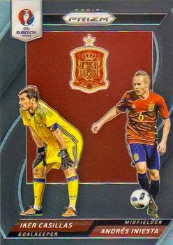 2016 Panini Prizm UEFA Euro - Country Combinations Duals Black Prizms #9 Iker Casillas / Andres Iniesta Front
