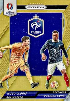 2016 Panini Prizm UEFA Euro - Country Combinations Duals Gold Prizms #1 Hugo Lloris / Patrice Evra Front