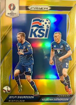 2016 Panini Prizm UEFA Euro - Country Combinations Duals Gold Prizms #29 Gylfi Sigurdsson / Kolbeinn Sigthorsson Front