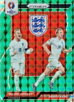2016 Panini Prizm UEFA Euro - Country Combinations Duals Green Prizms #15 Wayne Rooney / Harry Kane Front